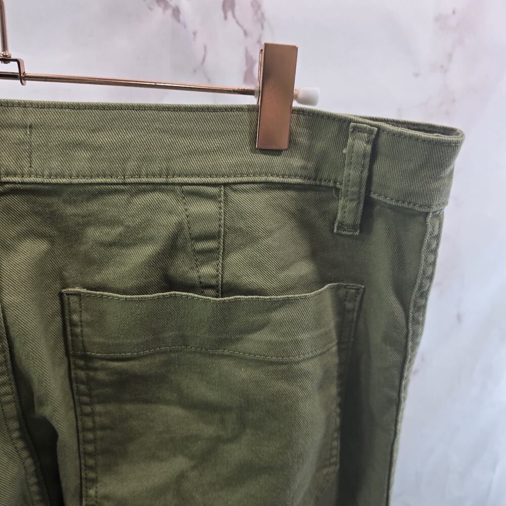 Quince Jeans Womens 32 Green High Rise Wide Leg Crop Pants Twill Olive - Picture 12 of 13